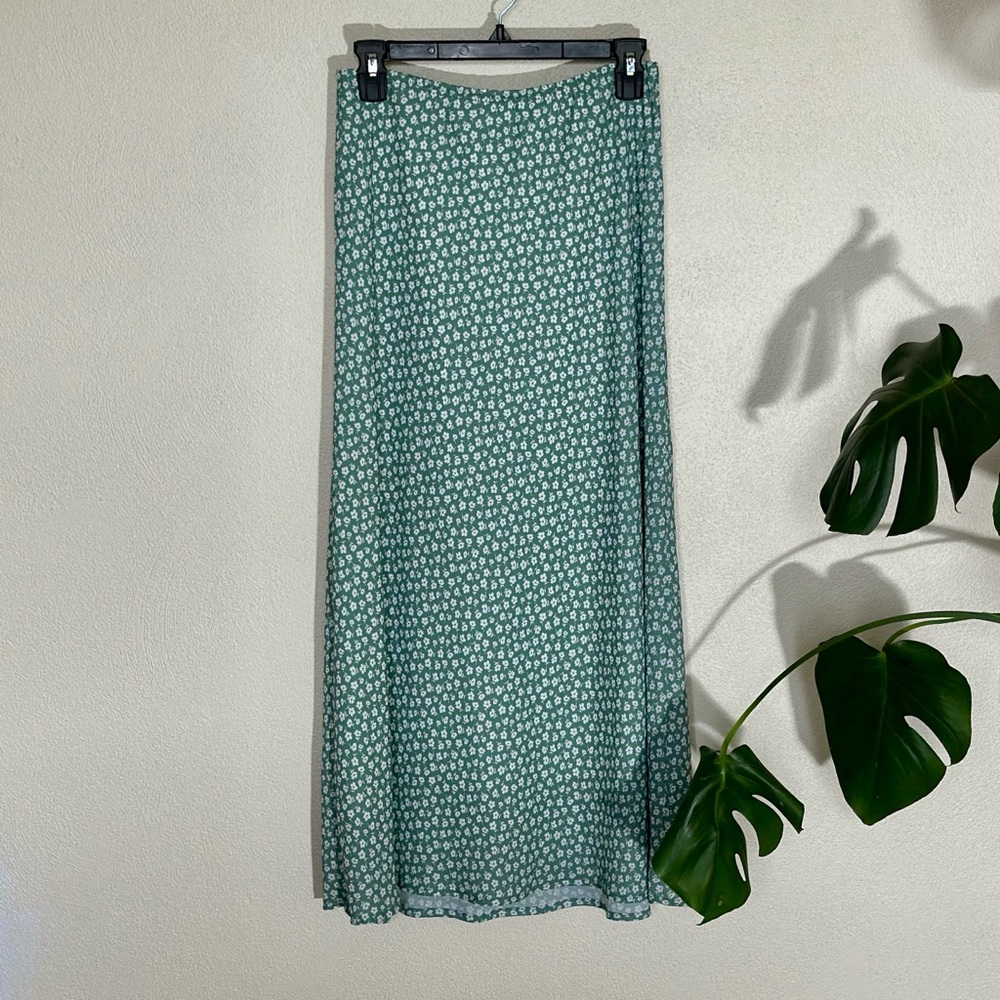 RSQ Green Floral Midi Skirt | Size L